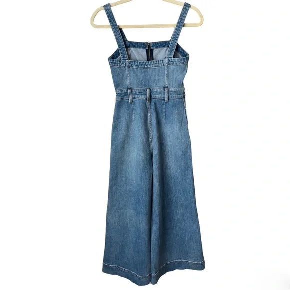 Alice + Olivia Size 24 Gorgeous Gaucho Love Me Denim Cropped Wide Leg Jumpsuit - Picture 3 of 10